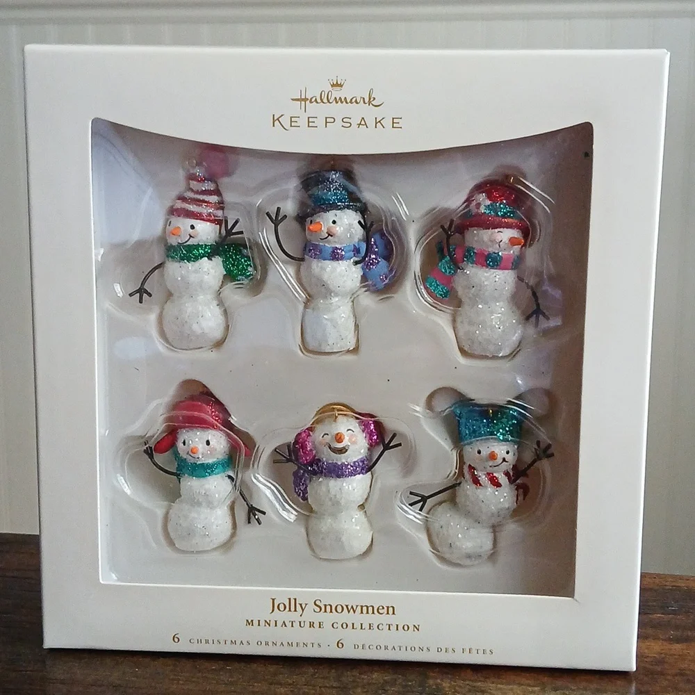 Halmark Keepsake Jolly Snowmen Miniature Collection 6 Christmas Ornament Holiday